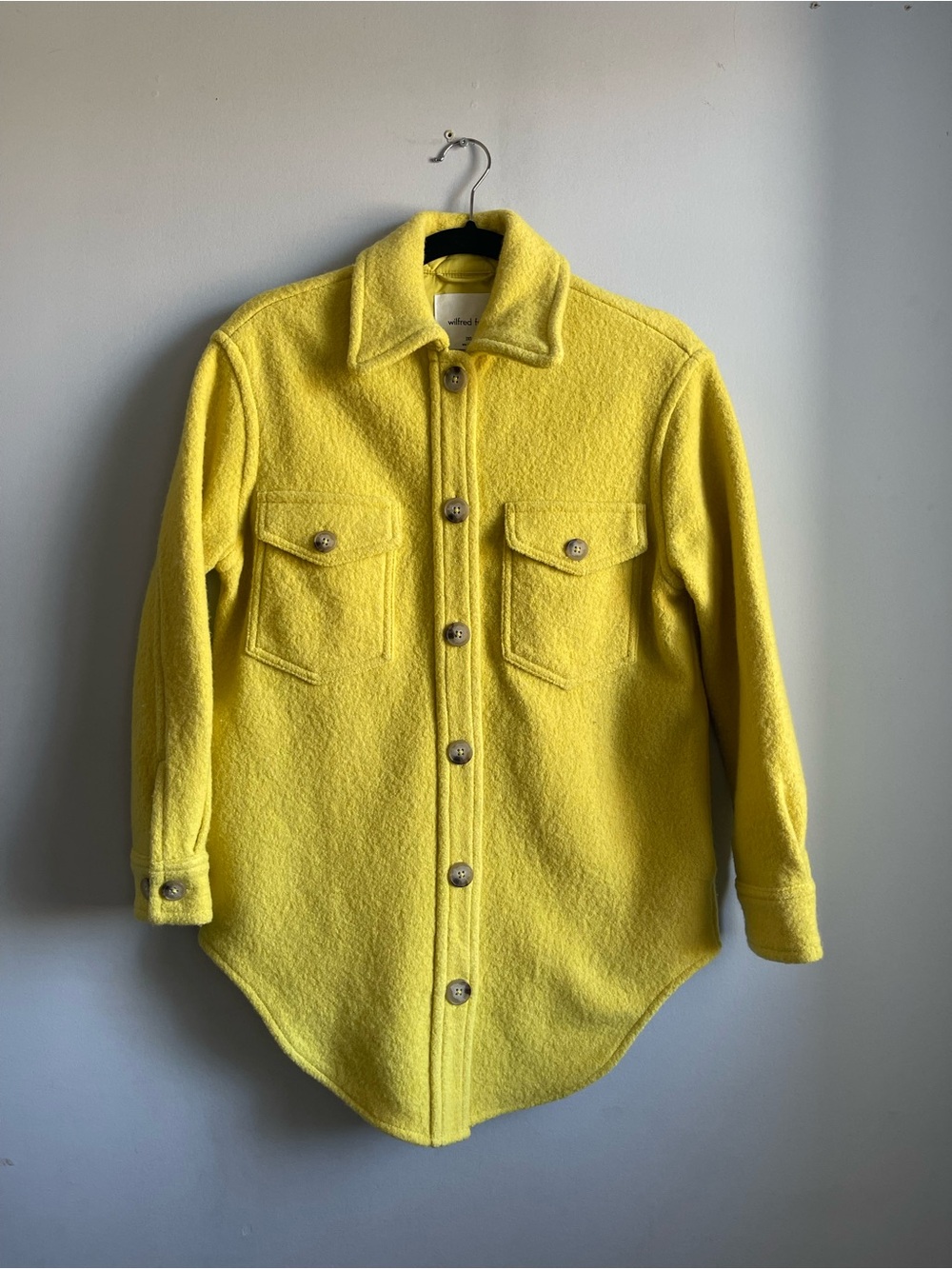 Wilfred Free The Ganna Bright Yellow Merino Wool Shirt Jacket Women’s Size 2XS